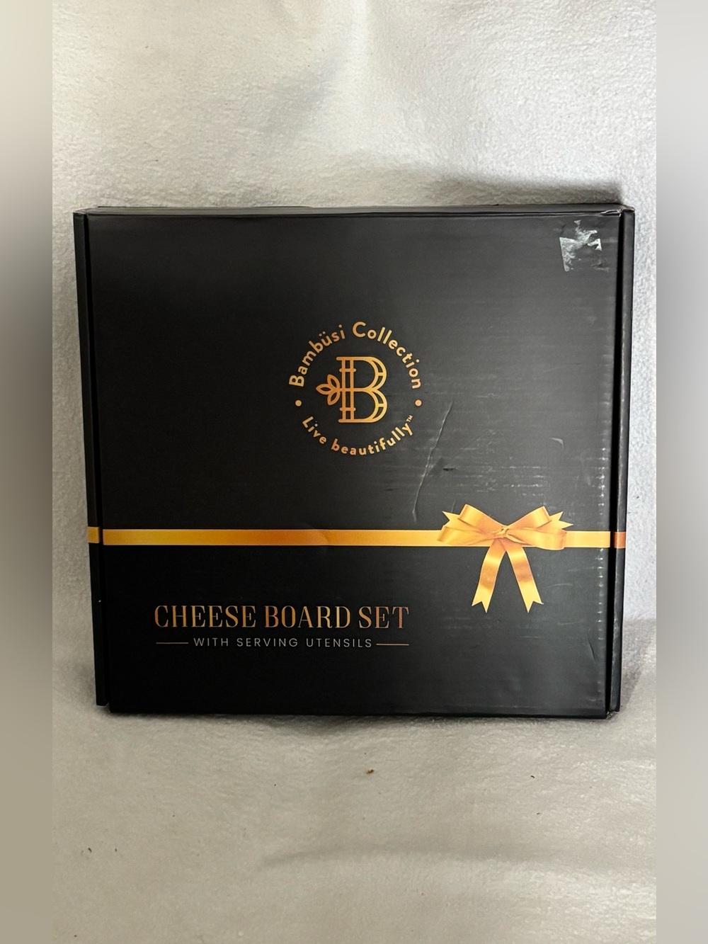 Bambüsi Collection Black & Gold Cheese Board Set w/o carrying Bag